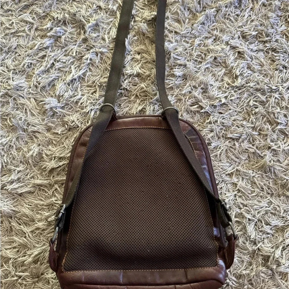 Jack Georges Brown Leather Double Zip Convertible Backpack Shoulder Bag - Picture 6 of 8